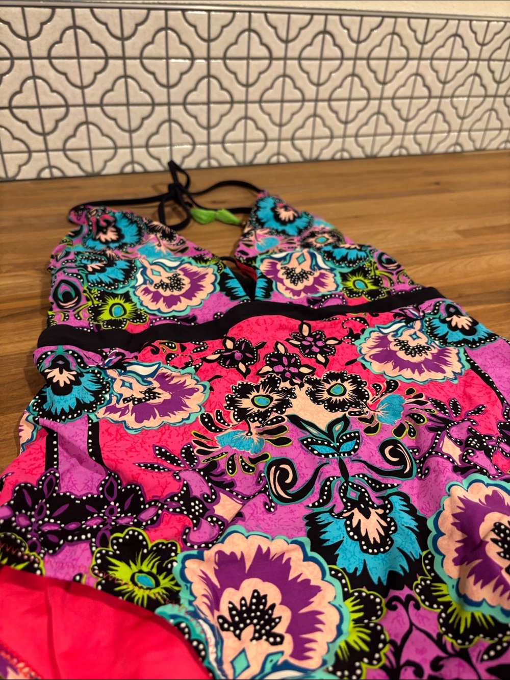 Nanette Lepore Floral Halter One-Piece Swimsuit - Bright Pink Multi